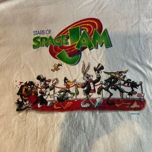 VTG 1996 Space Jam Looney Tunes Stars Tee XL Warner Bros Movie Promo T-Shirt